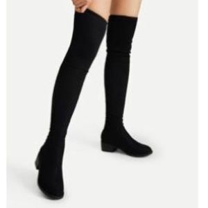 Laced Up Block Thigh High Boots